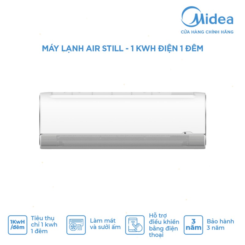 Máy lạnh Midea MSMT2 AirStill 2021 - 1 Đêm 1 Kwh Điện - Hàng chính hãng bảo hành điện tử 3 năm