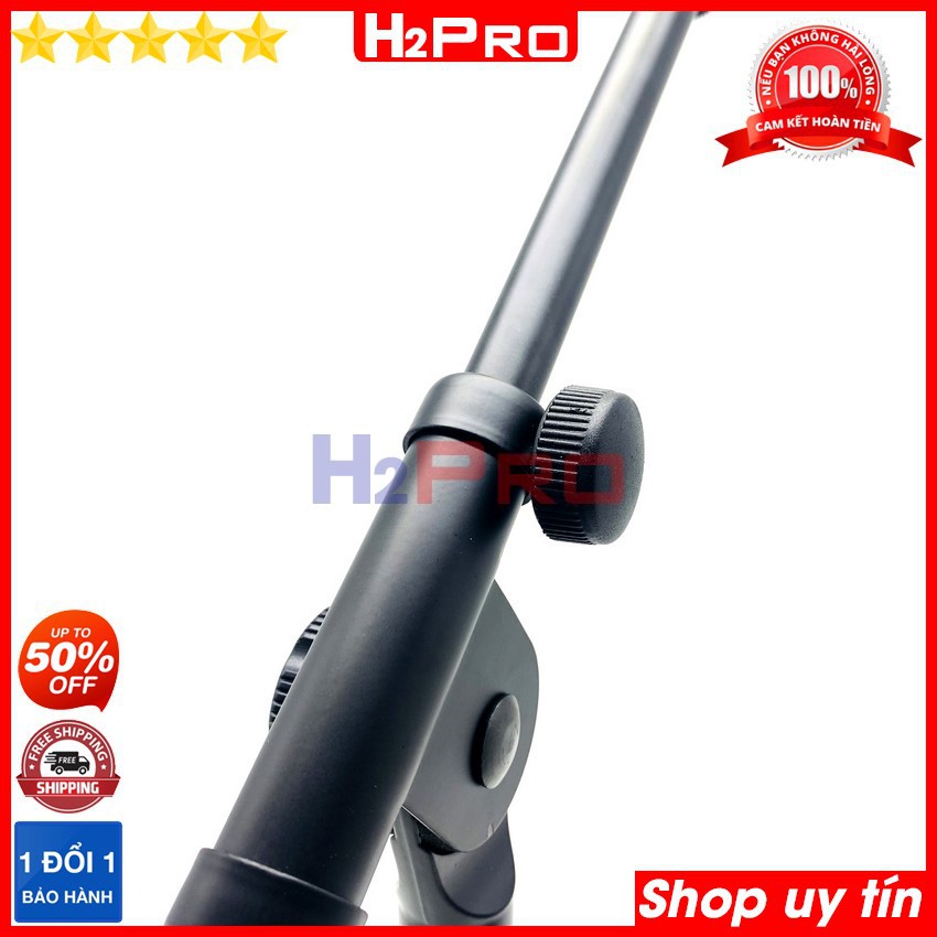 Chân micro đứng để bàn H2Pro cao tối đa 80cm, chân gắn micro đứng để bàn cao cấp đế đúc chắc chắn-thân hợp kim phủ sơn