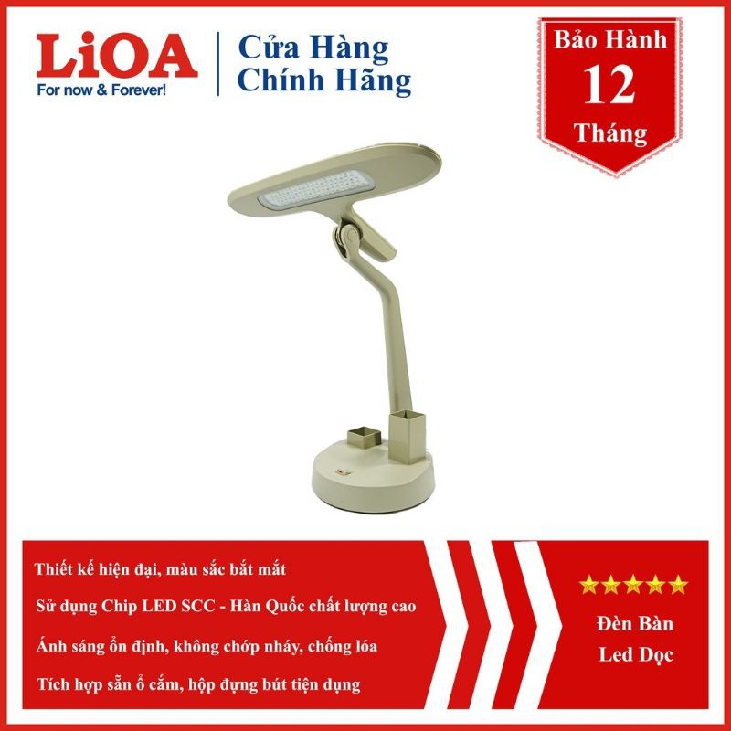 Đèn bàn, đèn học, đèn chống cận led LiOA ngang💡Loại hộp đựng bút ghim💡2 loại ánh sáng💡Chính hãng Lioa