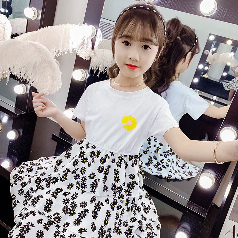 Set "VÁY HOA CÚC" nhí 14-45kg cho bé gái từ 4-14 tuổi. Áo cotton co giãn, thoáng mát. Váy xinh xắn. G16