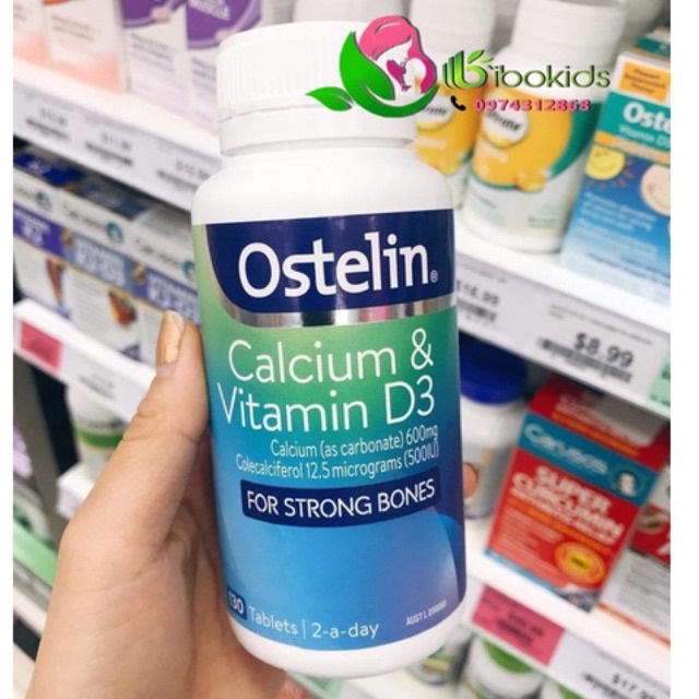 Canxi cho bà bầu, Ostelin Calcium & Vitamin D3, 130 viên của Úc