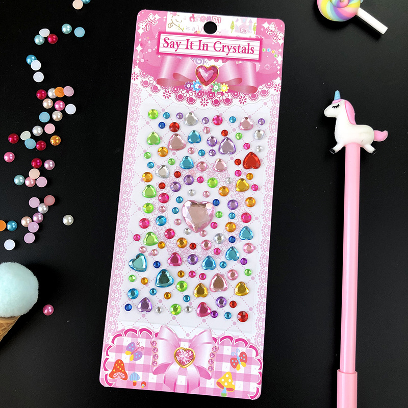 Miếng dán hạt đá pha lê hình trái tim/ ngôi sao năm cánh trang trí đồ thủ công tiện dụng