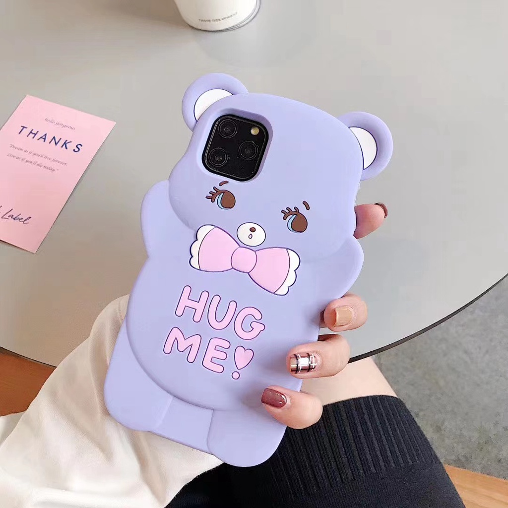 Ốp Điện Thoại Silicon Mềm Hình Gấu 3D Cho iPhone 13 12 11 Pro Max 7 8 6 6S PIus SE 2020 XS Max X XR 5 5S SE