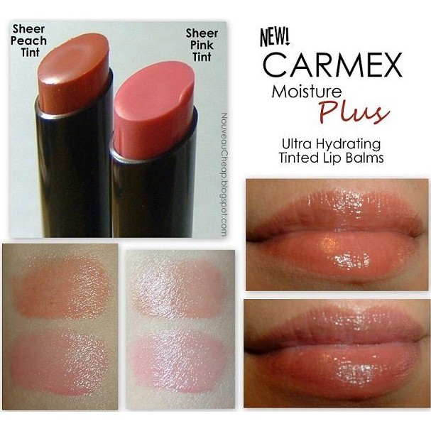 Son dưỡng có màu Carmex - Moisture Plus, SPF 15 (Mỹ) màu Peach hồng cam