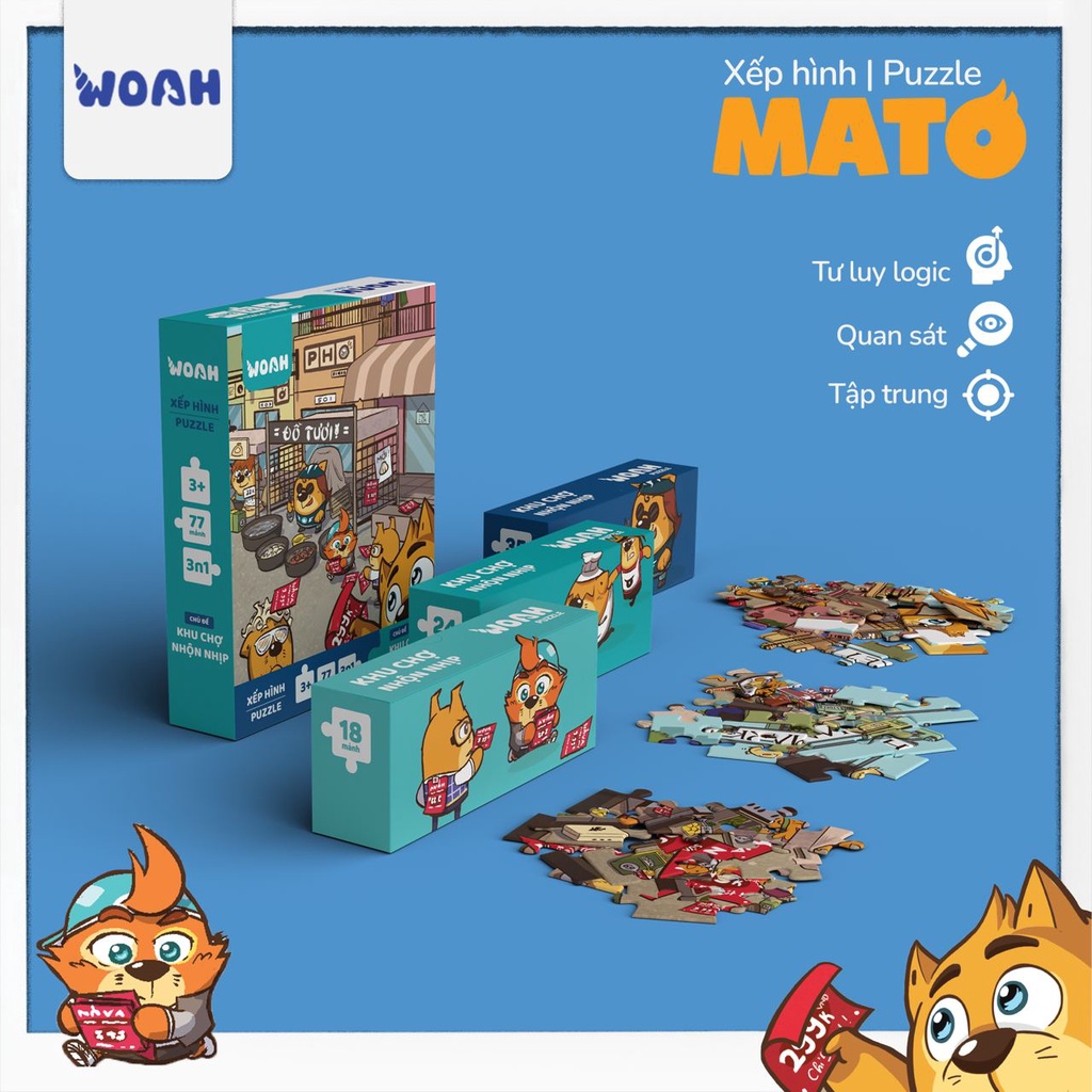 Xếp Hình/Puzzle Mato nhiều &quot;Khu chợ vui nhộn&quot; - Board Game VN