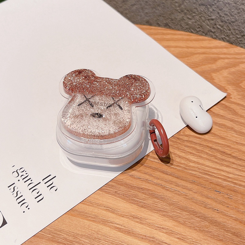 Vỏ Bảo Vệ Hộp Sạc Tai Nghe Samsung Galaxy Buds 2 / Buds Live / Buds FE / Buds 2 Pro / Buds Pro Trong Suốt Hình Chú Gấu Cho Buds2 Pro 3D Dễ Thương Kèm Vòng Nhẫn Tiện Dụng