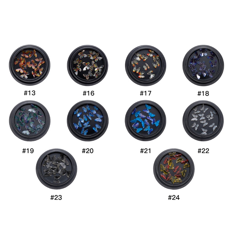 Hộp 10 Miếng Dán Trang Trí Móng Tay Hình Bướm 3D Nhiều Màu