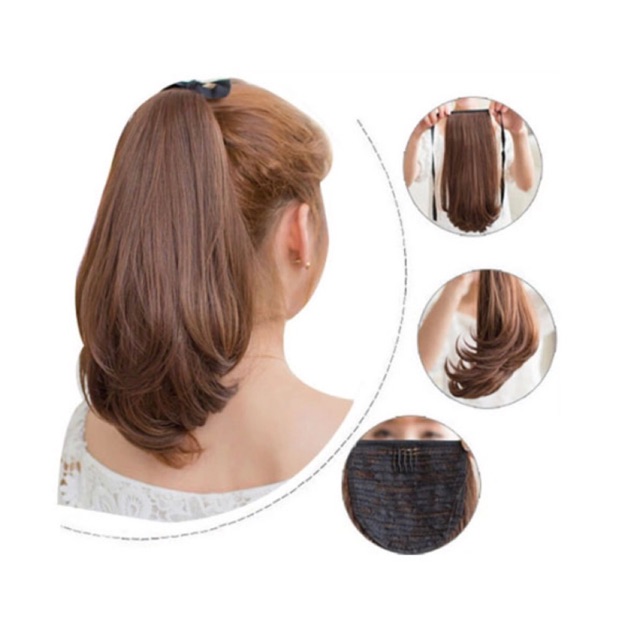 Tóc giả cột cụp đuôi nhẹ- chất tóc mềm mượt 35cm