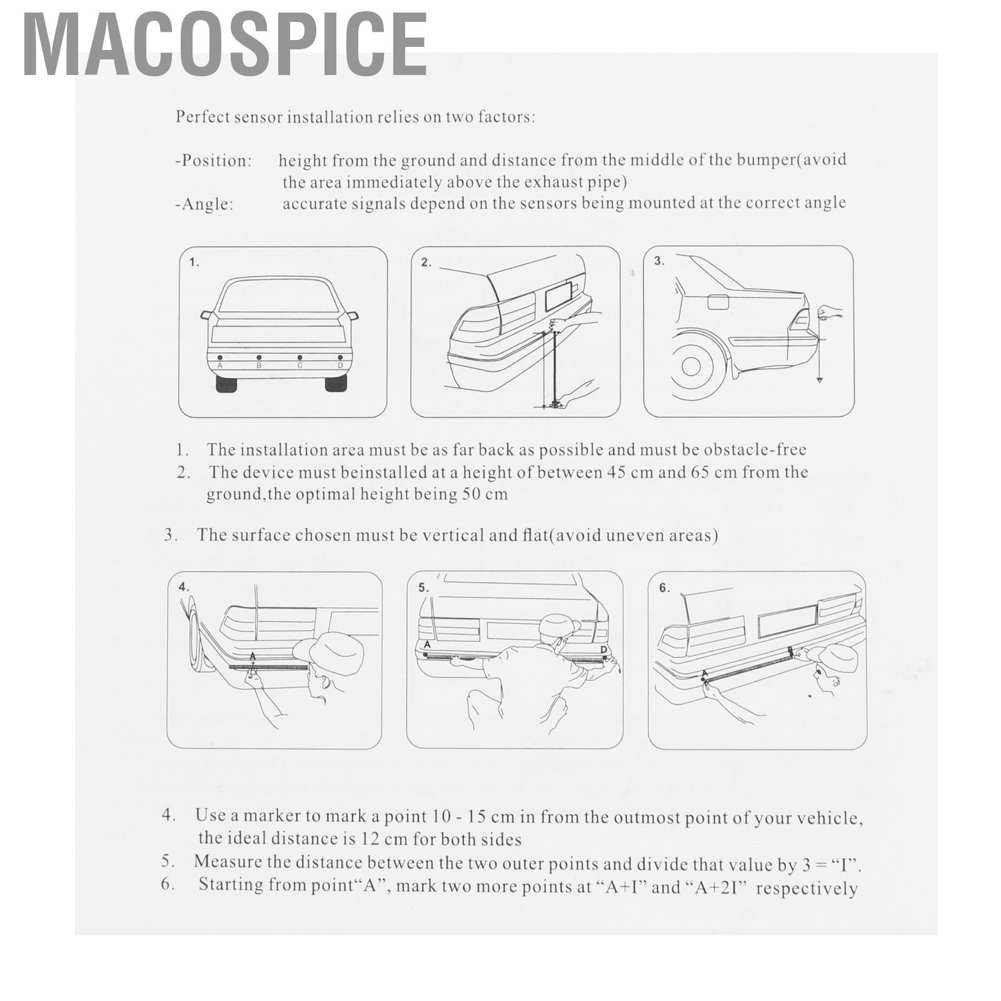 Bộ Radar Cảm Biến Đỗ Xe Tự Động Macospice 12v Dc + 4 Cảm Biến Led