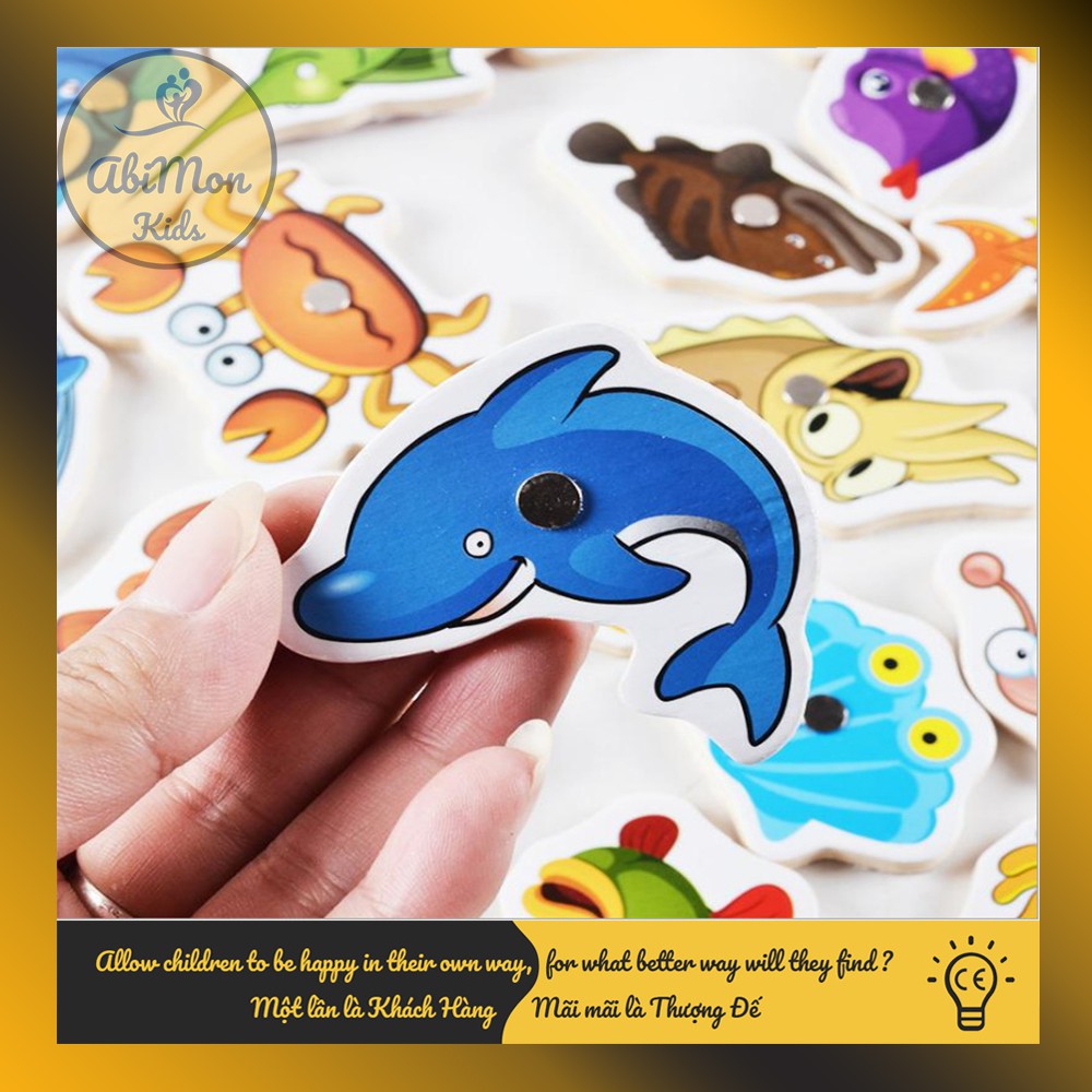 Bộ Câu Cá Nam Châm Bằng Gỗ Cho Bé ☘️ Montessori cao cấp ✨ (Đồ chơi Gỗ - Đồ chơi Giáo Dục - An toàn - Thông minh)