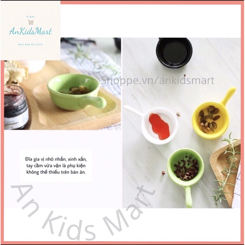 Đĩa sứ đựng nước chấm và gia vị có tay cầm siêu xinh