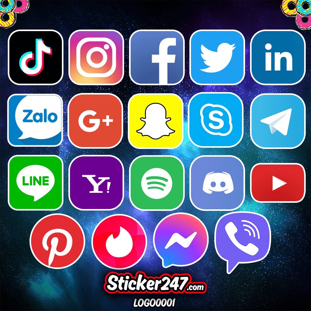 [𝗦𝗲𝘁 𝟭𝟵 𝗵𝗶̀𝗻𝗵] 𝗦𝘁𝗶𝗰𝗸𝗲𝗿 hình dán logo Tiktok, Youtube, Facebook, Zalo, MXH - LOGO0001 - Sticker 247