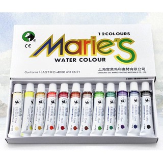 Màu nước dạng tuýp 12ml Marie's (set 12/18/24/36 màu)