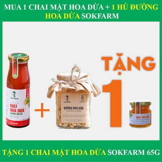 Mật hoa dừa sokfarm 250g + đường hoa dừa sokfarm 135g - đặc sản trà vinh, thuần chay, tăng sức đề kháng