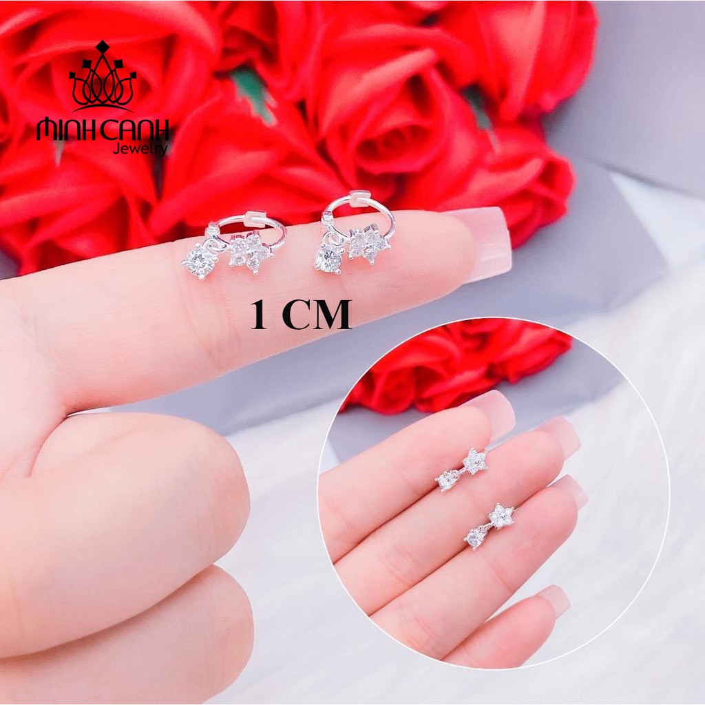 Bông Tai Bạc Hoa Mai Mini Khóa Bấm - Minh Canh Jewelry