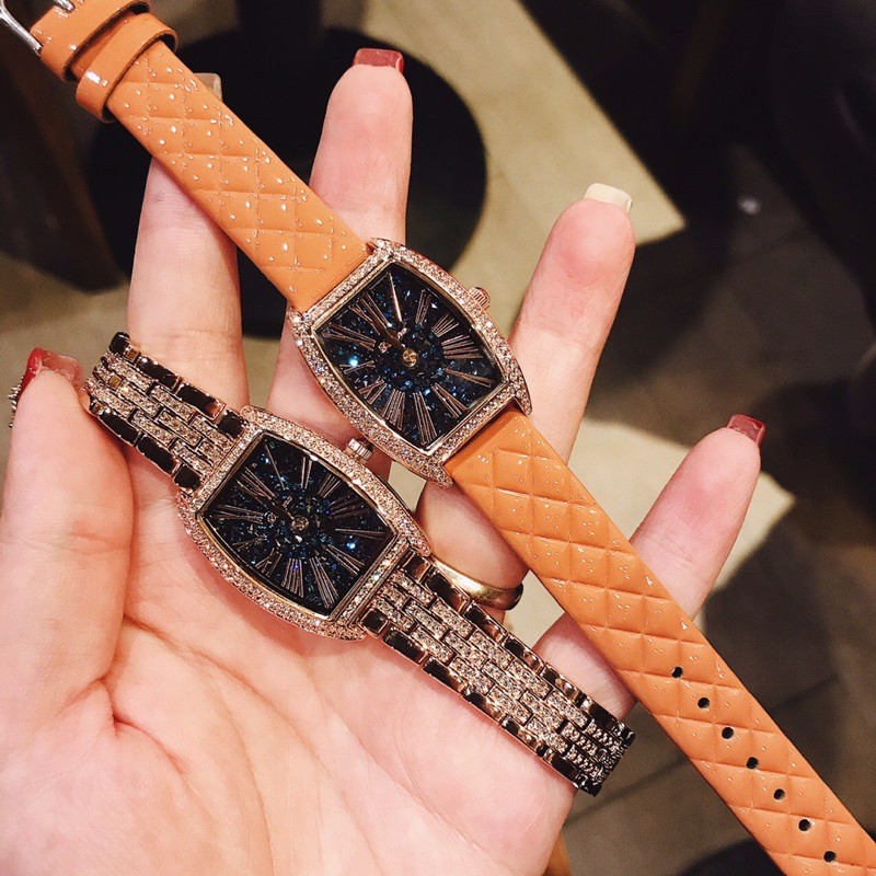 ĐỒNG HỒ NỮ DAVENA D31630 SIZE 25,5X36MM MẶT NHŨ KIM LOẠI TẶNG KÈM DÂY DA THAY THẾ