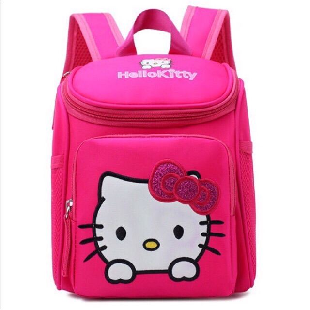 Balo chống gù cho bé mẫu giáo hình Hello Kitty hồng đậm