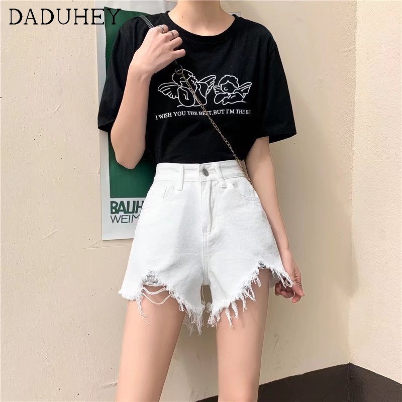 Quần short denim Daduhey eo cao phiên bản Hàn Quốc ống rộng thời trang xu hướng mùa hè cho nữ