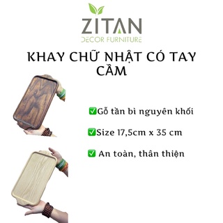 Khay trà/ Khay gỗ óc chó/ Khay chữ nhật có tay cầm