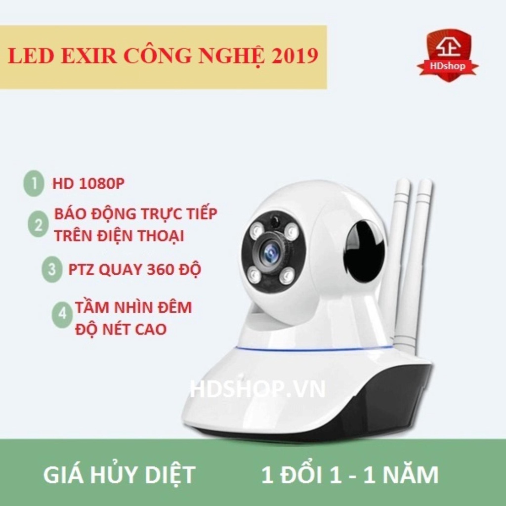 Camera quan sát, giám sát, 360 độ - wifi không dây 2.0 1920x1080p - Mẫu mới nhất 2021 + Tặng kèm dây điện 5 mét