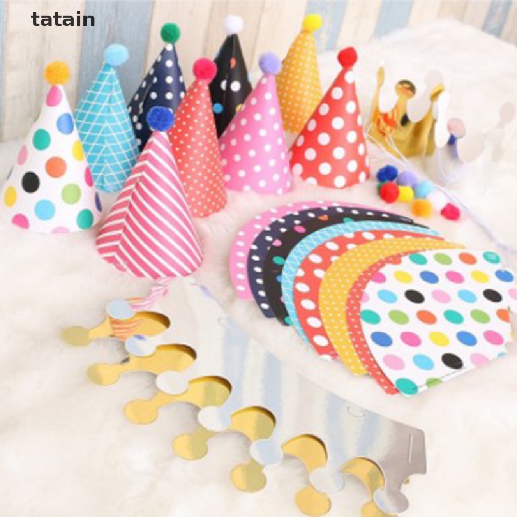 [TAT] 11pcs/set Happy Birthday Party Hats Polka Dot Baby Hats Party Supplies CVX