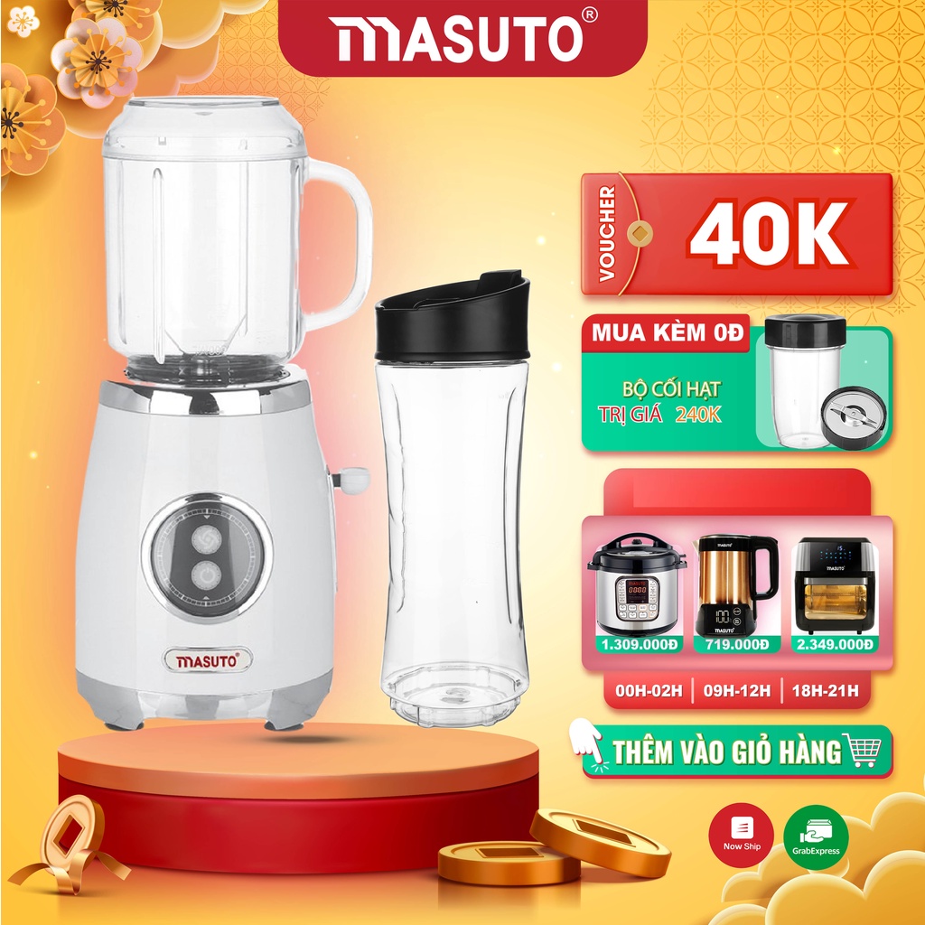 Combo Máy xay sinh tố đa năng Masuto Blender chính hãng 2 cối 0,6L xay hoa quả rau củ siêu nhuyễn mịn 10s