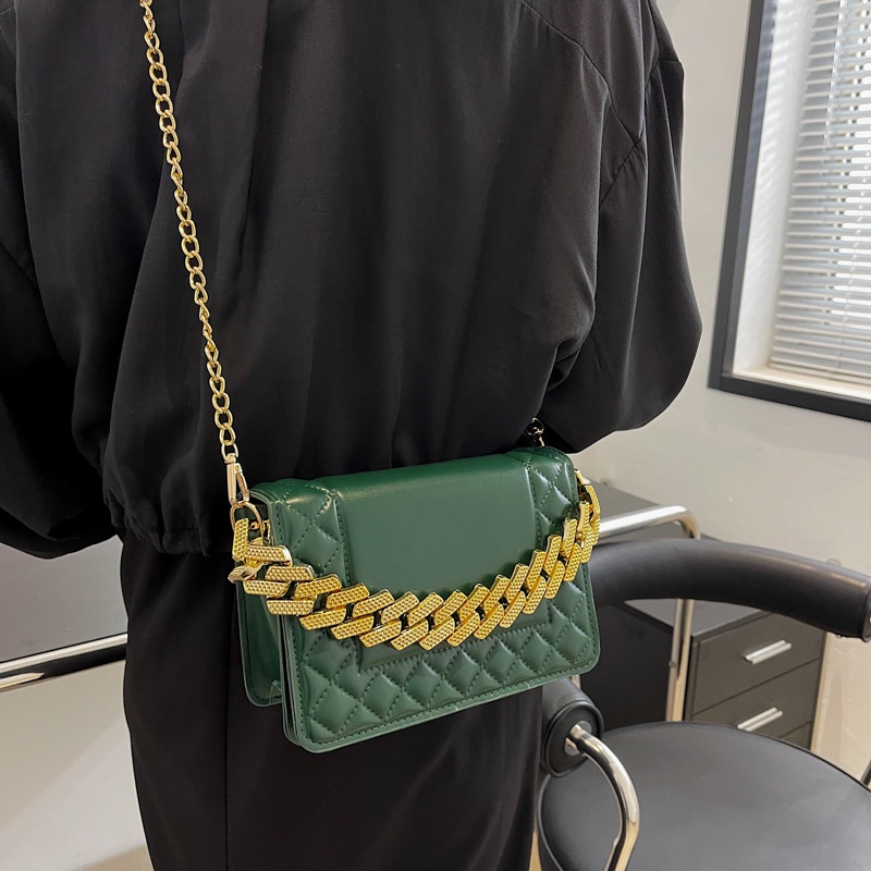 Túi đeo JASMIN NOIR chéo nắp gập phối dây xích thời trang cho nữ