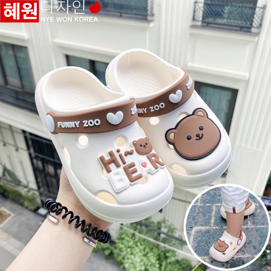 MIỄN PHÍ SHIP Dép cho bé gái bé trai Hàn Quốc, Dép sục crocs gấu