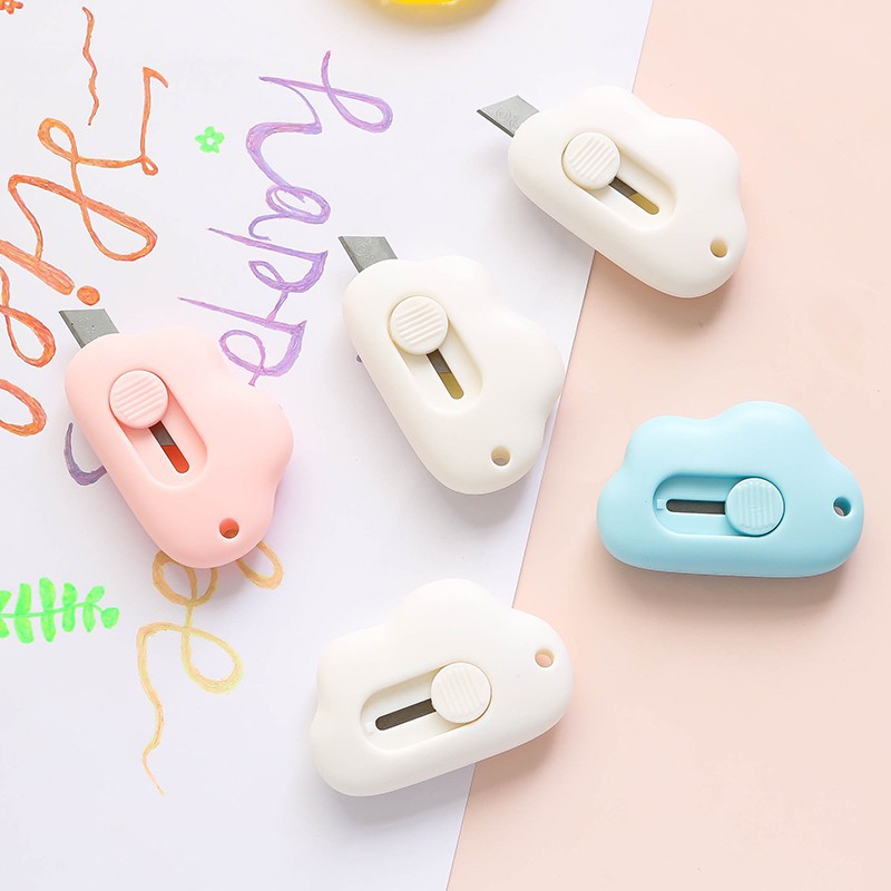 Dao Rọc Giấy/ Dao Dọc Giấy, Cắt Giấy Mini Hình Đám Mây Xinh Xắn Nhiều Màu Có Lỗ Treo Móc Khoá
