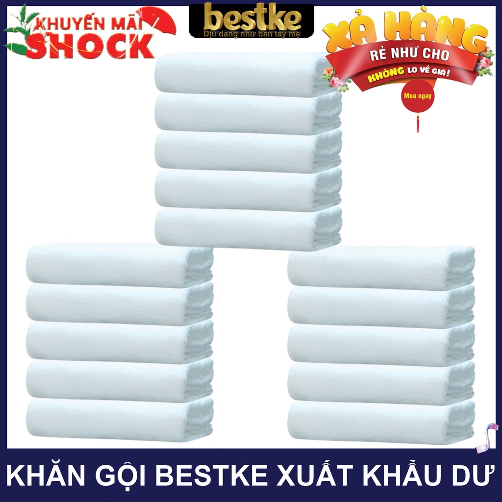 Combo 15 Khăn gội bestke 100% cotton mềm mại và thấm hút white color, Cotton towels, towels manufact