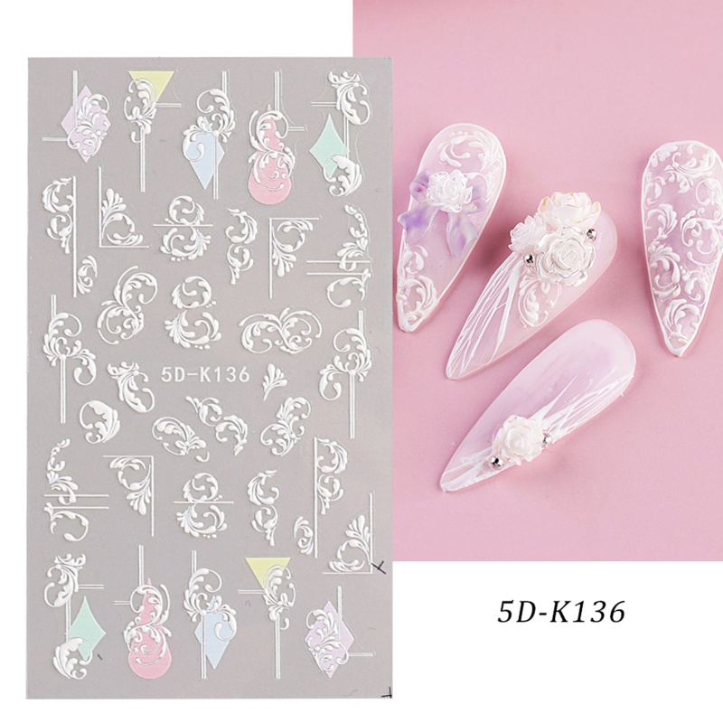 Miếng Dán Họa Tiết Hoa Dập Nổi 5D Trang Trí Móng Tay Nghệ Thuật DIY