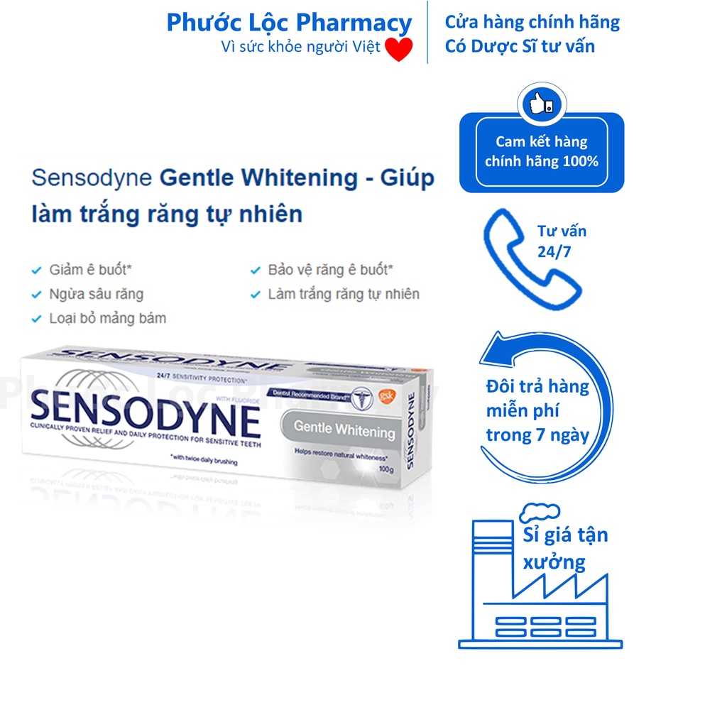 Sensodyne Extra Whitening / Kem đanh răng Sensodyne bạc trắng răng giảm vết ố vàng trên răng