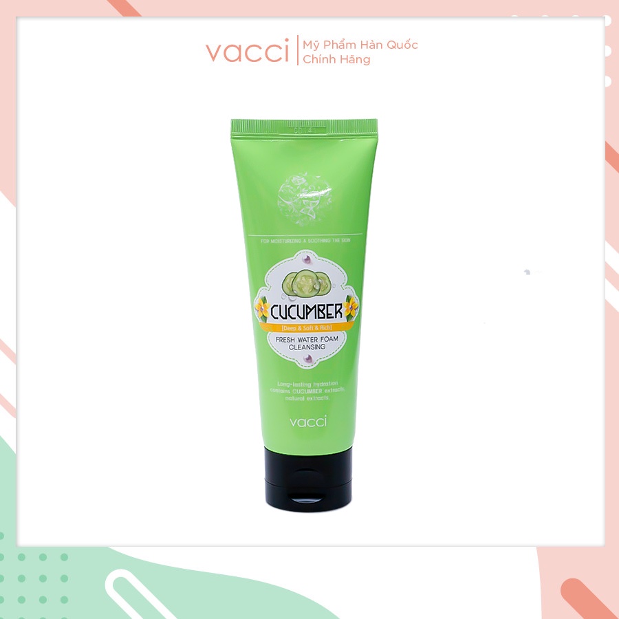 Sữa rửa mặt Dưa Leo Vacci Cho Da Khô Làm Sạch Sâu Trắng Da 100ml