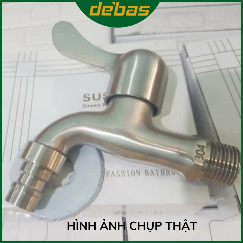 Vòi tay gạt inox 304 vòi máy giặt vòi hồ romine chính hãng Debas V518