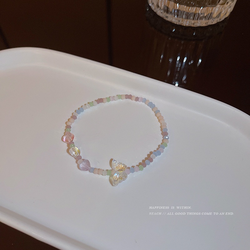 Vòng Tay Chuỗi Hạt Pha Lê Nhiều Màu Hình Bướm Thời Trang Mùa Hè Mới 2022