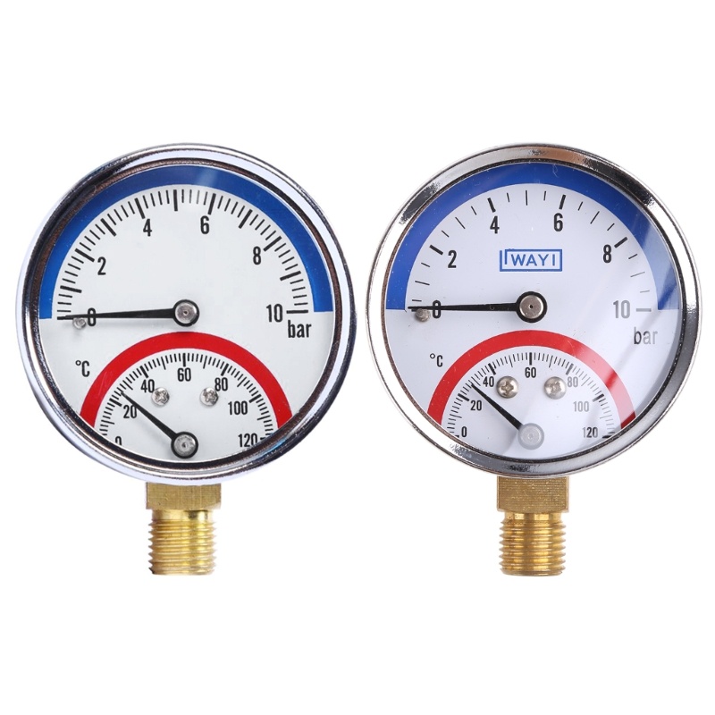 Đồng Hồ Đo Áp Suất Và Nhiệt Kế 2 Trong 1 10 Thanh