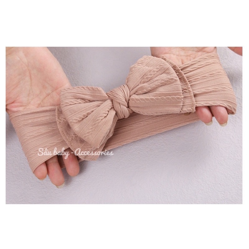 Băng đô, turban vải nơ bản to cho bé
