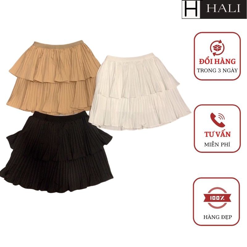 Chân váy 2 tầng thời trang nữ von nhún tầng bèo HALI 2 tầng kèm lót váy xinh