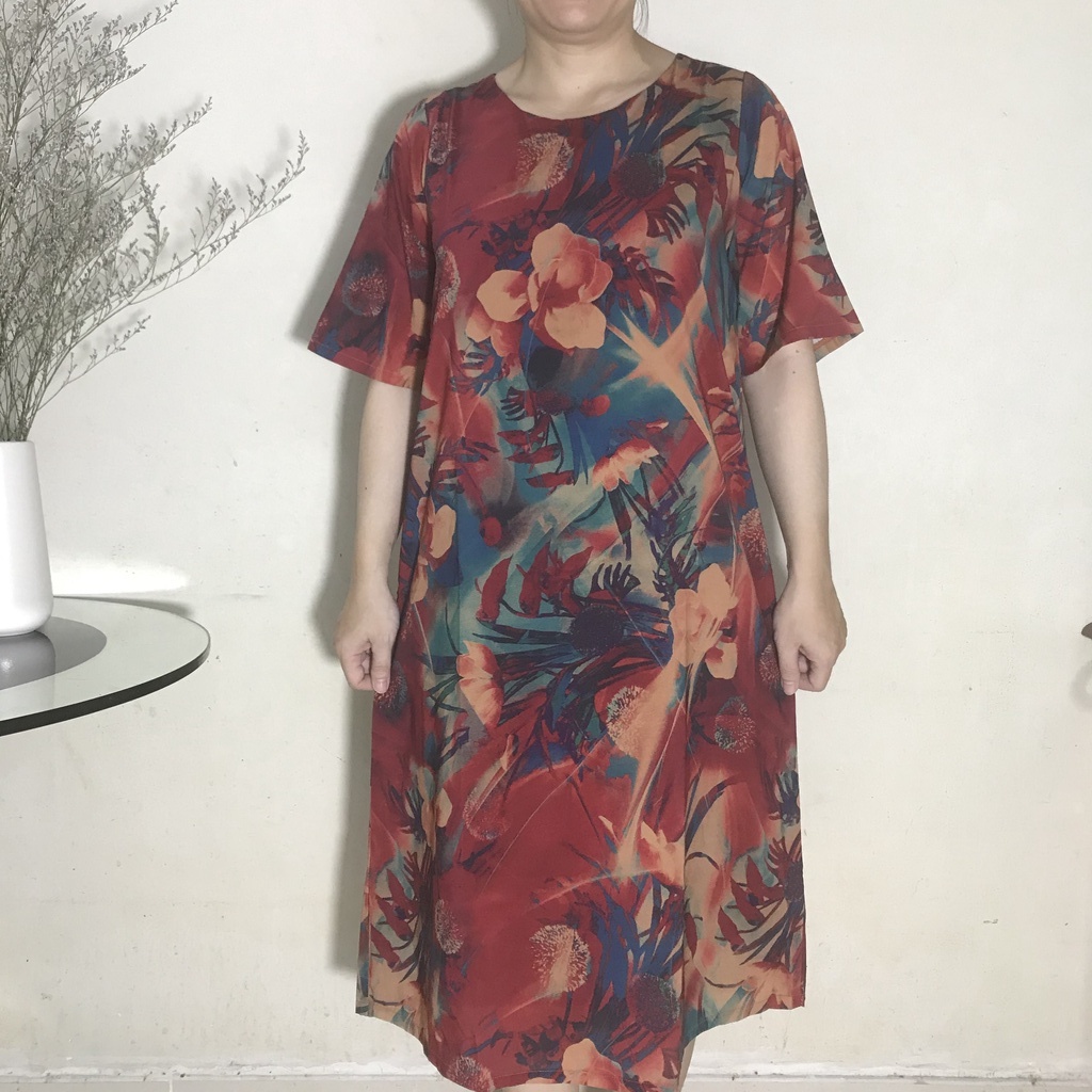 Váy Đầm Trung Niên - Vải Voan Sang Trọng Form Chữ A Che Bụng - Có Size 50Kg Đến 90Kg.