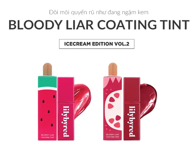 [Phiên bản giới hạn]Son Tint Bóng lilybyred BLOODY LIAR COATING TINT ICECREAM EDITION