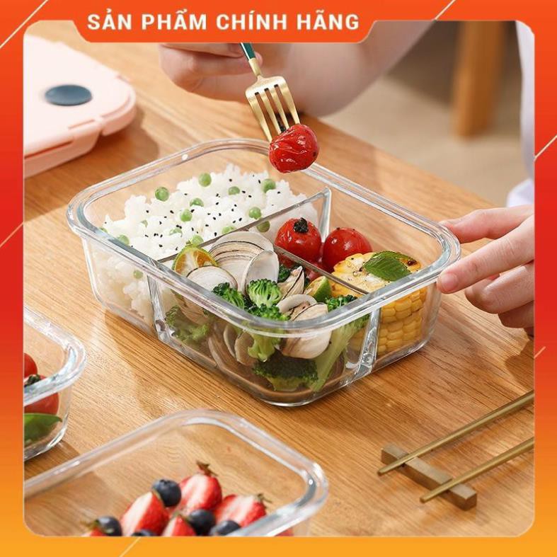 CHÍNH HÃNG -  Hộp đựng cơm thủy tinh,hộp thủy tinh chia 2 ngăn, 3 ngăn,hộp thủy tinh đựng thực phẩm,thức ăn