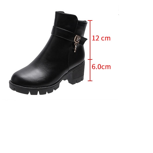 [CAO CẤP] Giày boot nữ gót vuông 6 phân chữ E chất lượng sang trong bốt thô boots S111