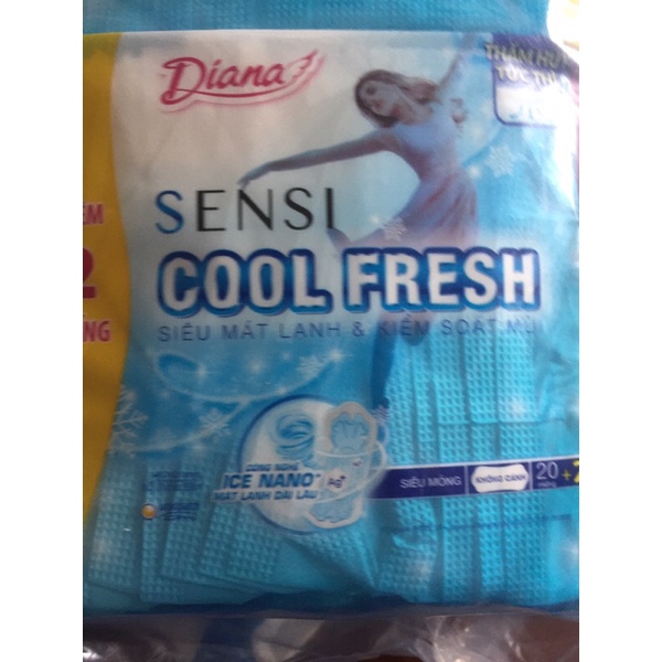 BVS Diana sensi cool fresh ko cánh, gói 20 +2 =22 miếng