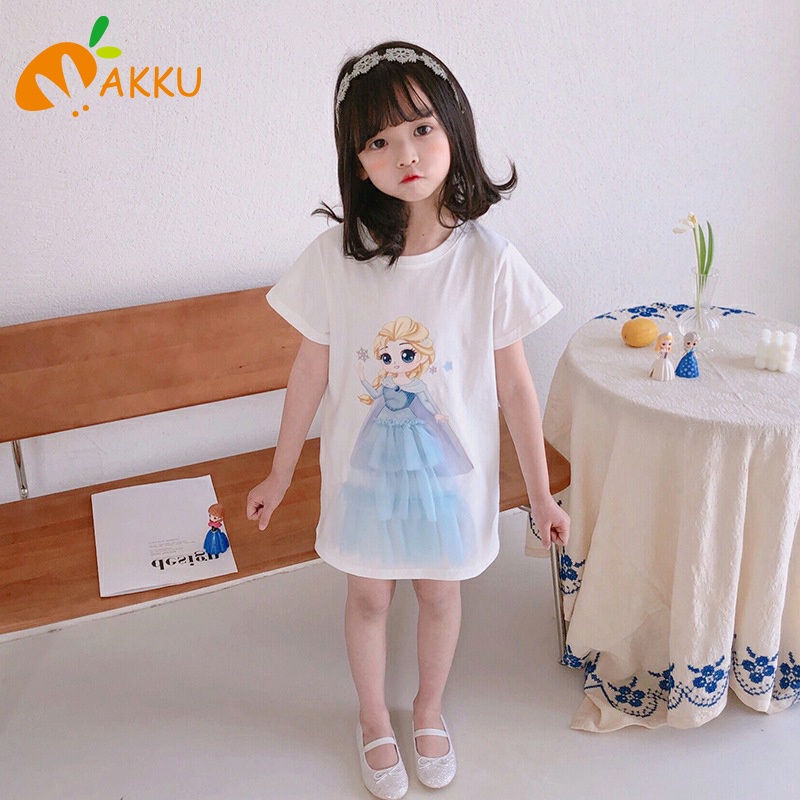 DISNEY Đầm Công Chúa Ngắn Tay Phối Lưới Xinh Xắn Dành Cho Bé Gái