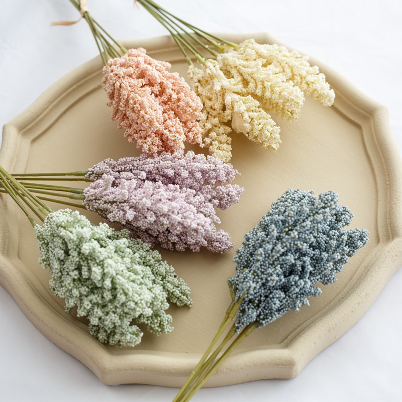 🌺6 chiếc Bọt Hoa oải hương Lúa mì Tai đám cưới Mô phỏng Bó hoa Nhân tạo Làm bằng tay Hoa giả