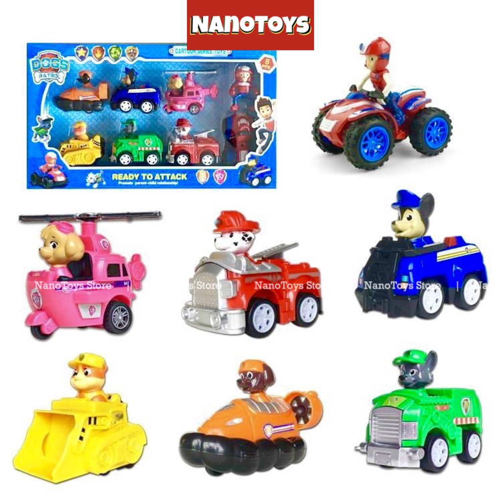 Đồ chơi xe ô tô Chó cứu hộ chạy trớn - bộ 6, 7, 9 xe - xe ngẫu nhiên - PAW PATROL chạy đà - NANOTOYS STORE