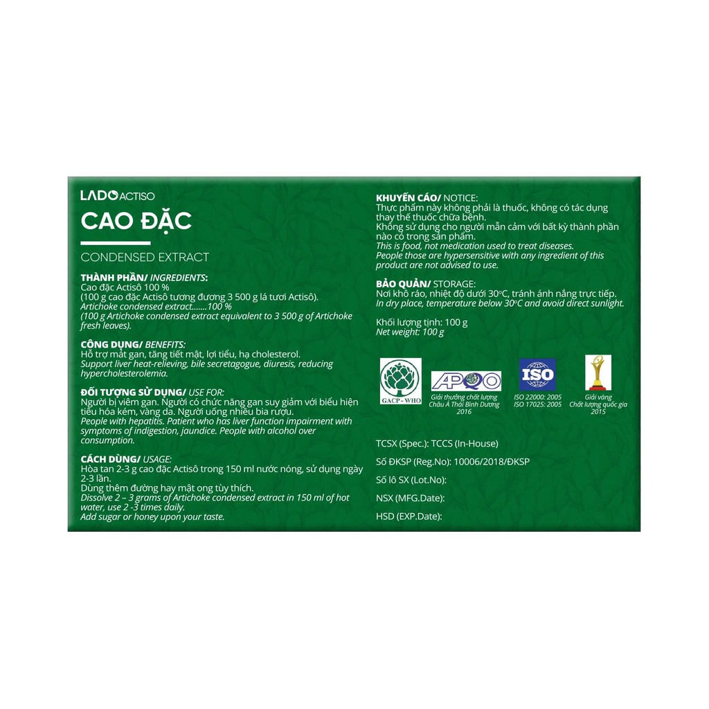 Cao Đặc Atiso-Ladophar hộp 100g - SIÊU THỊ SỨC KHỎE VÀ THẢO DƯỢC