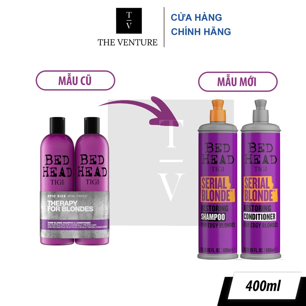 Combo Dầu Gội &amp; Xả Tóc Tẩy Hư Tổn Tigi Bed Head Serial Blonde™ Chính Hãng - 400ml