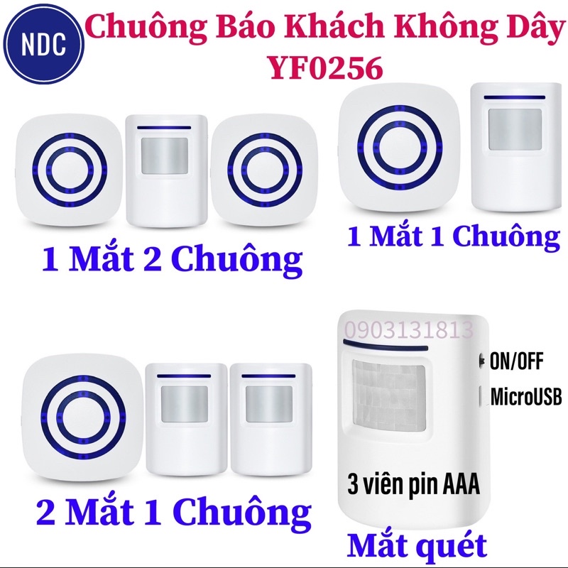 Chuông Báo Khách Kết Hợp Báo Trộm Không Dây Thông Minh 38 Kiểu Chuông YF0256