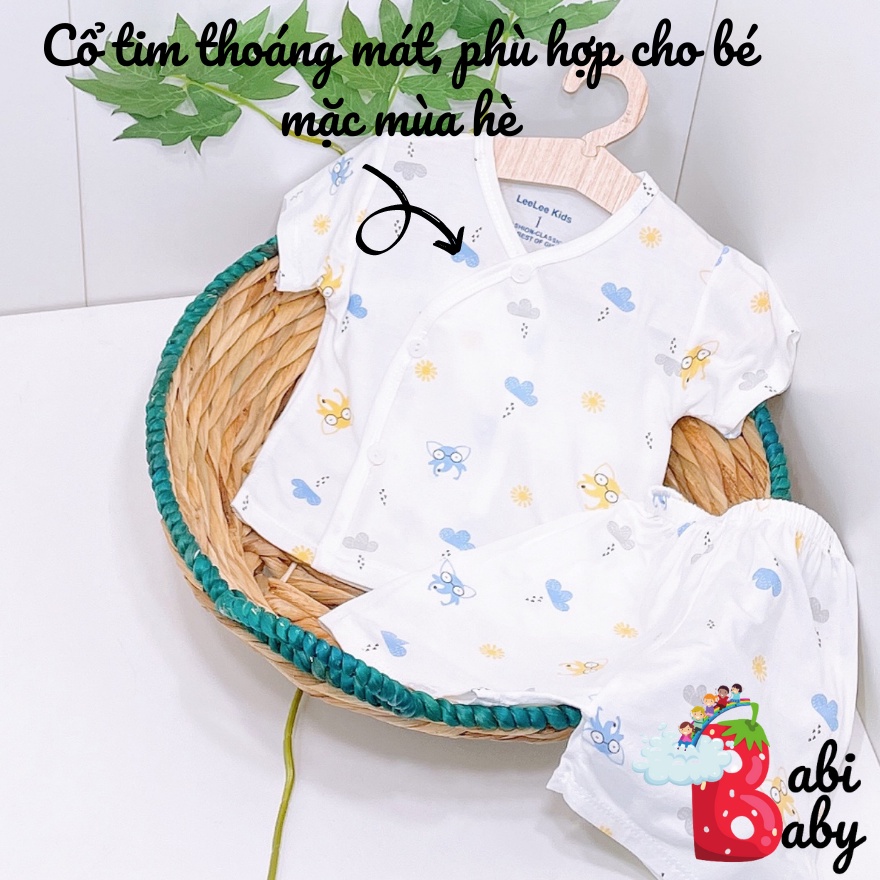 Quần áo sơ sinh ngắn tay BABI BABY cho bé trai bé gái mùa hè giá rẻ đồ sơ sinh cho bé LLK cộc cúc chéo